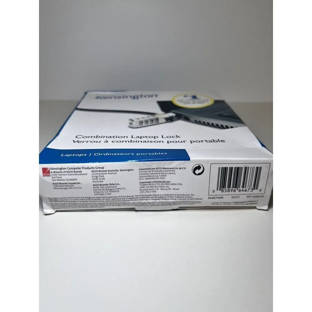 Kensington Combination Cable Lock For‎ Laptops, (K64673AM) New Open Box
